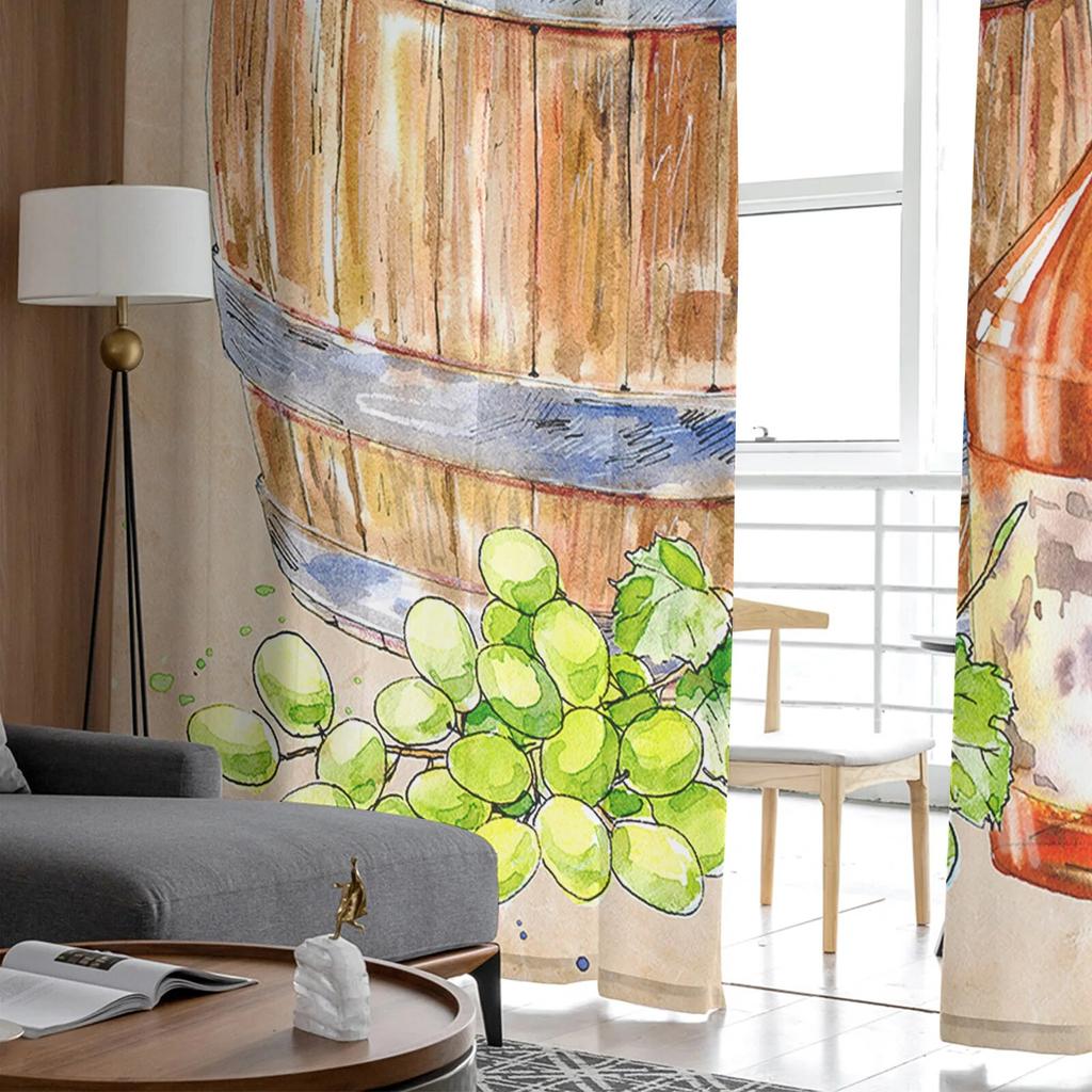 Podzimní sud na víno Retro tylové závěsy do obývacího pokoje Průsvitný závěs do ložnice Vánoční rolety Voálové závěsy