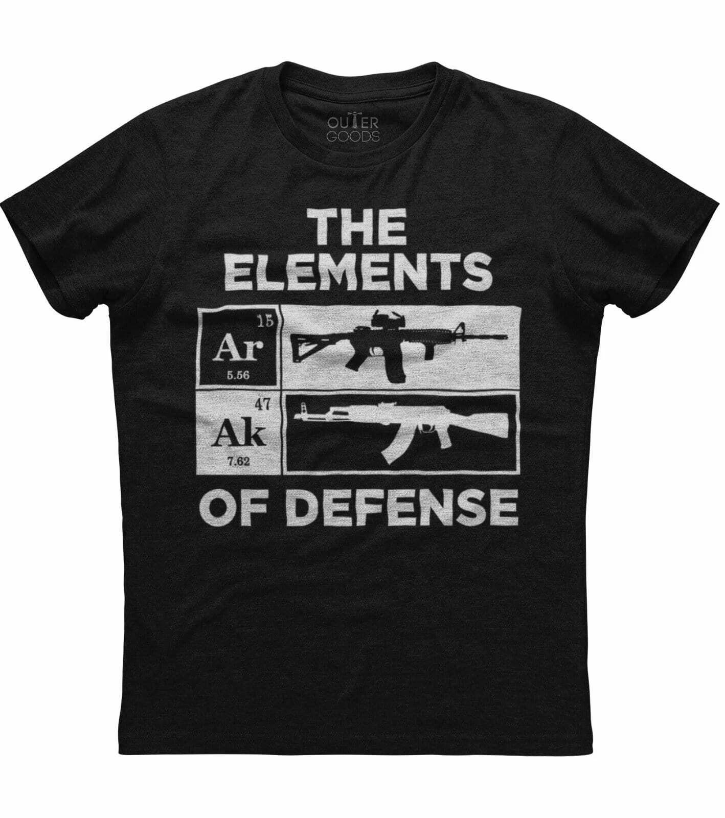 The Elements Of Defense, Gun Printed Men s New Patriotic Black T-shirt XXXL