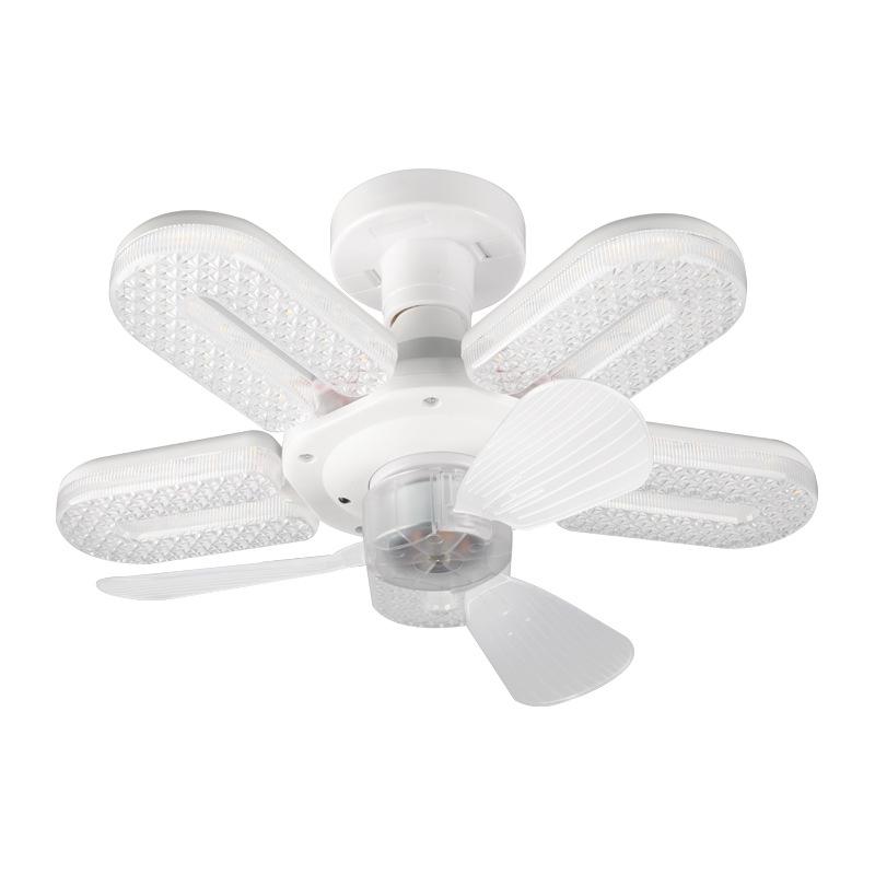 Modern Cross-Border LED Folding Leaf Lamp for Home Bedroom: E27 Screw Base, Crystal Design, Detachable Fan Blades