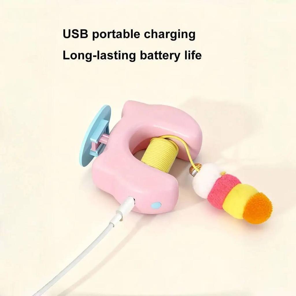 New Type Of Electric Cat Toy with 2 Ropes Smart Hanging Door Auto Swing Feather Toy A Self-entertainment And Cat-teasing Wonder