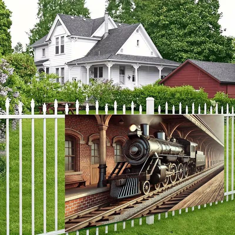 

Vintage Steam Train Station Backdrop, Retro Railroad Photography Background 47.2x31.5inch/120*80cm