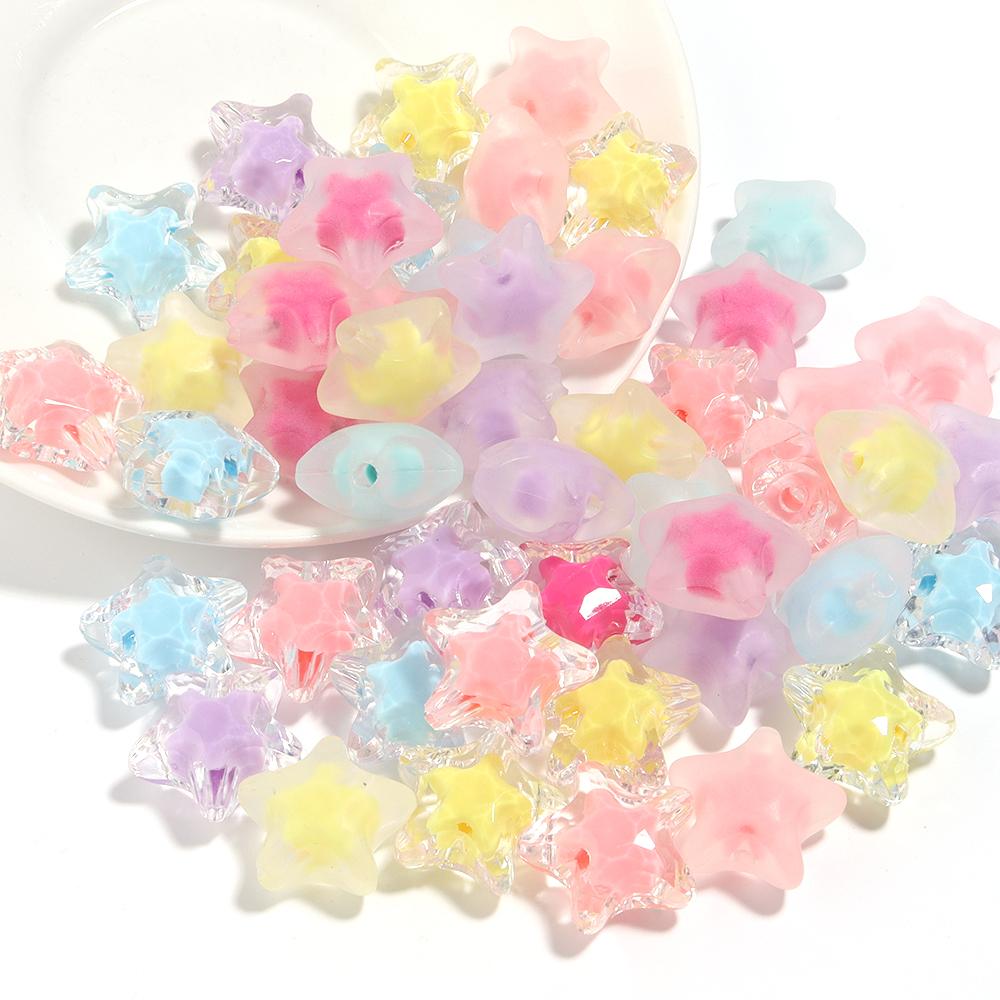 30/50pcs Star Acrylic Beads Candy Color Loose Spacer Beads For Jewelry Making DIY Bracelets Necklace Phone Key Chain Accessories