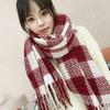 New Sweet Plaid Scarf Female Couple White High Sense Ins College Style Fashion Autumn and Winter Warm Men
