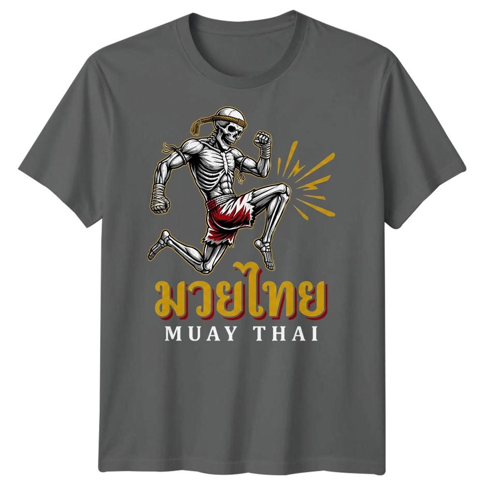 Muay Thai Skeleton Mma Unisexs T Shirt Mixed Martial Arts Cotton Graphic Tee