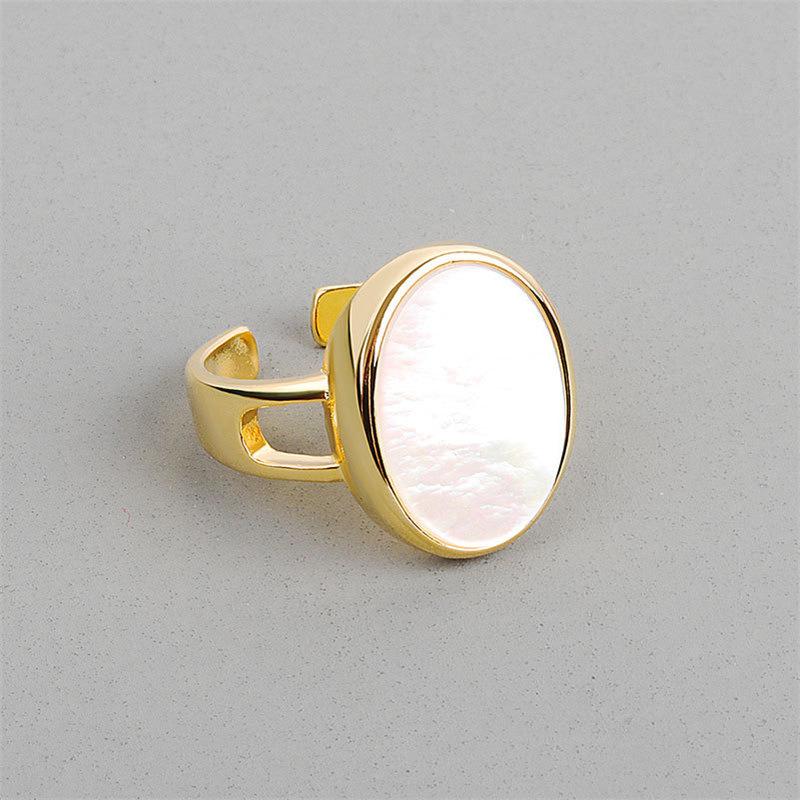 Fashion Cute Shell Irregular Rings For Women Girls Elegant Temperamental Gold Color Zircon Open Adjustable Ring Jewelry
