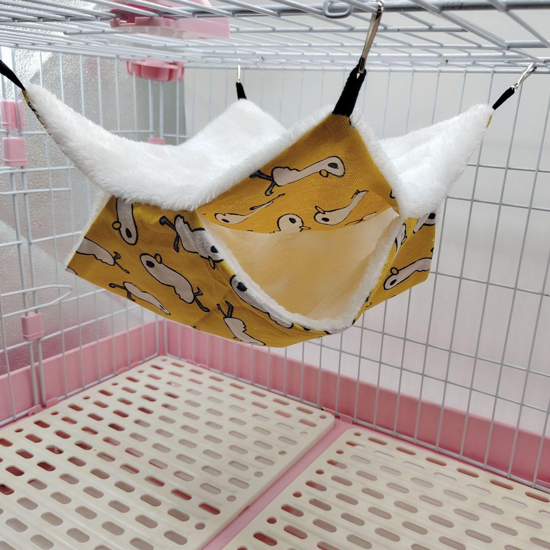 

Товары для домашних животных, двухслойный теплый спальный мешок для хорьков, крыс, клетка для хомяка, гамак для домашних животных, беличьи кровати 34x34cm-Duck