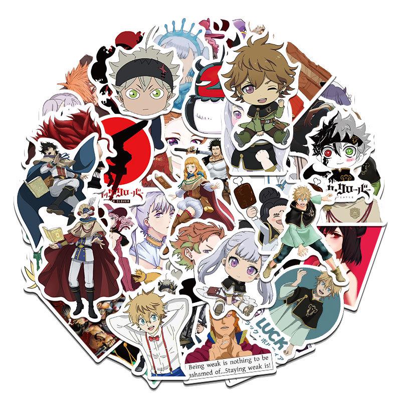 50 Cartoon Black Clover Graffiti Stickers for Laptops, Notebooks, Water Cups - Decorative Waterproof Stickers