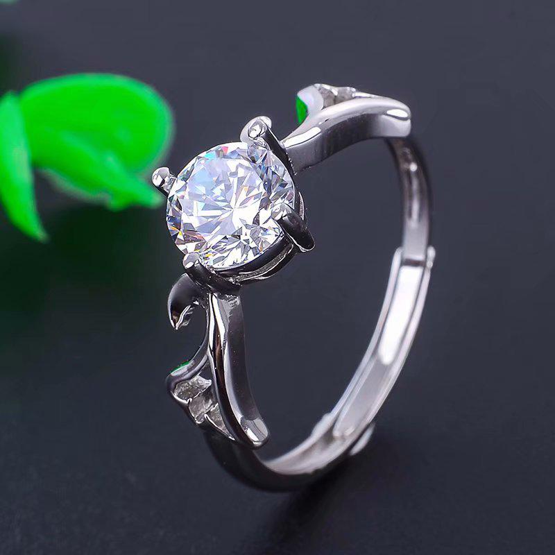 Adjustable S925 Silver Overlapping Ring for Moissanite, Diamond Style, Birthday Gift