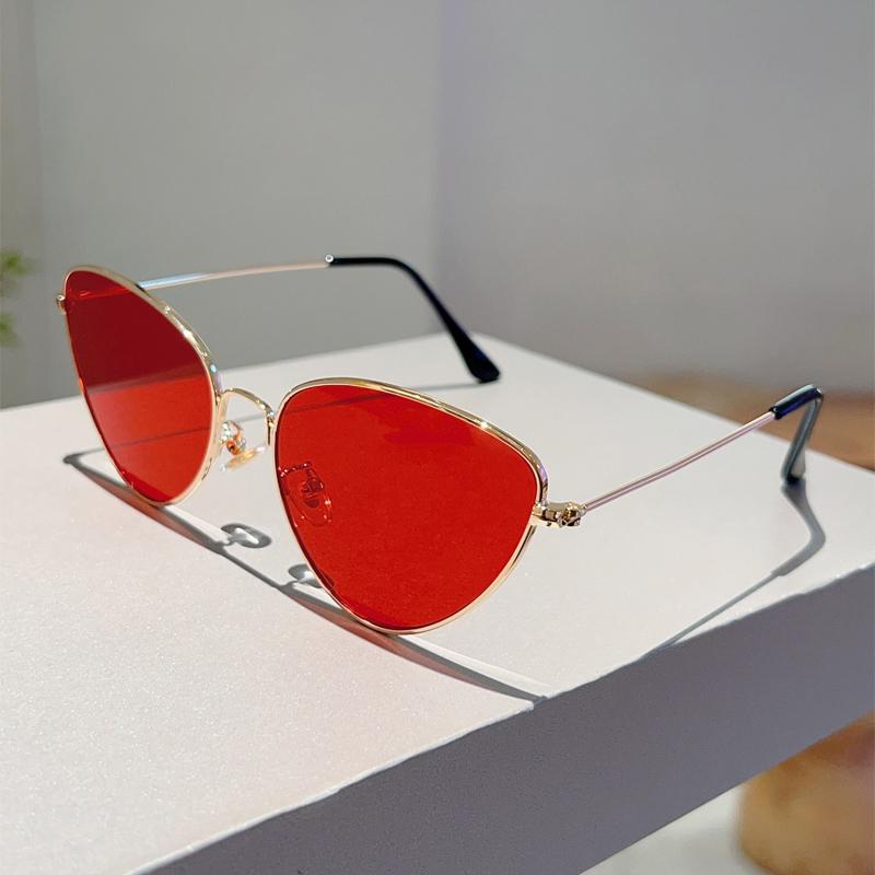 Vintage Cat Eye Sunglasses Women  Fashion Mirror Outdoor Casual Shades Retro Trendy Luxury Brand Design Sun Glasses