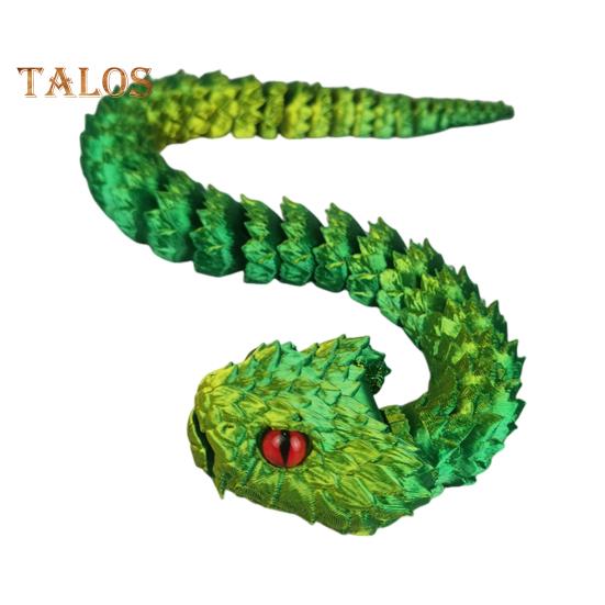 

3D-печатная фигурка змеи с подвижными суставами, фигурка змеи, шарнирная модель животного, игрушка для домашнего офиса, книжной полки, украшения рабочего стола, орнамент зелёный