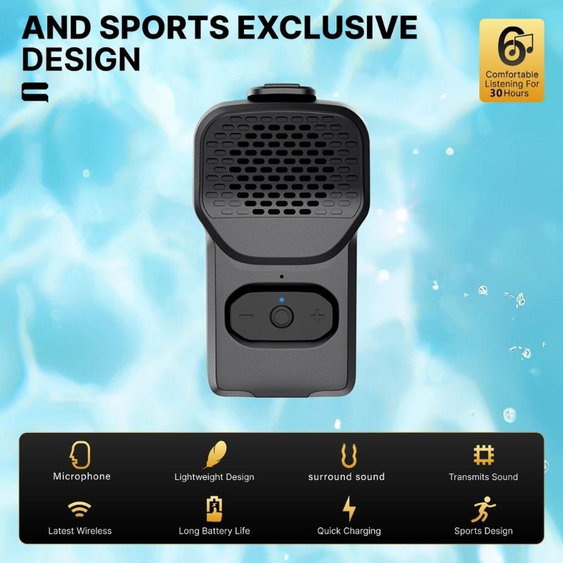 Wearable Bluetooth-compatible Speaker with Microphone Clip On Portable Speaker Wireless Speaker Waterproof for Travel
