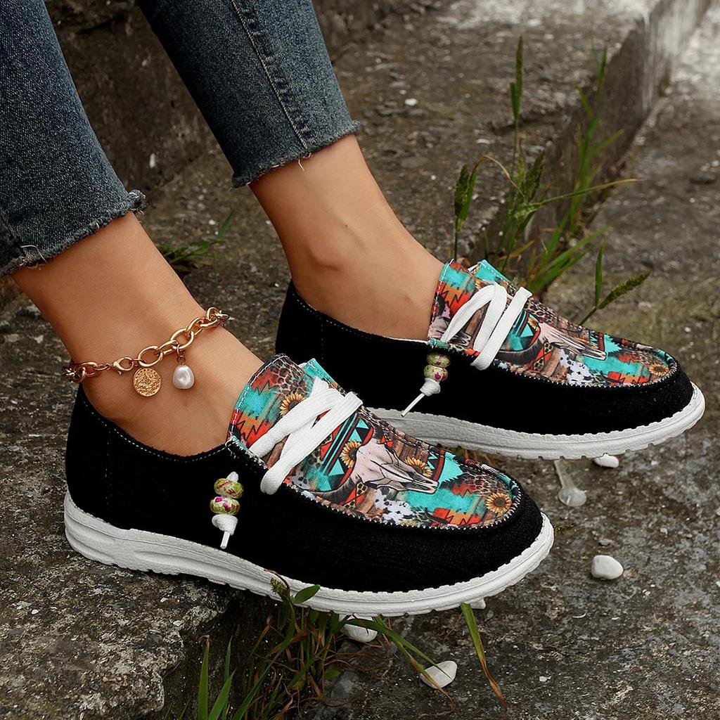 Fashion Women's Lightweight Sports Shoes Spring Fashion Flats Lace Up Soft Sole Casual Sneakers Women Comfortable Non Slip Walking Shoes