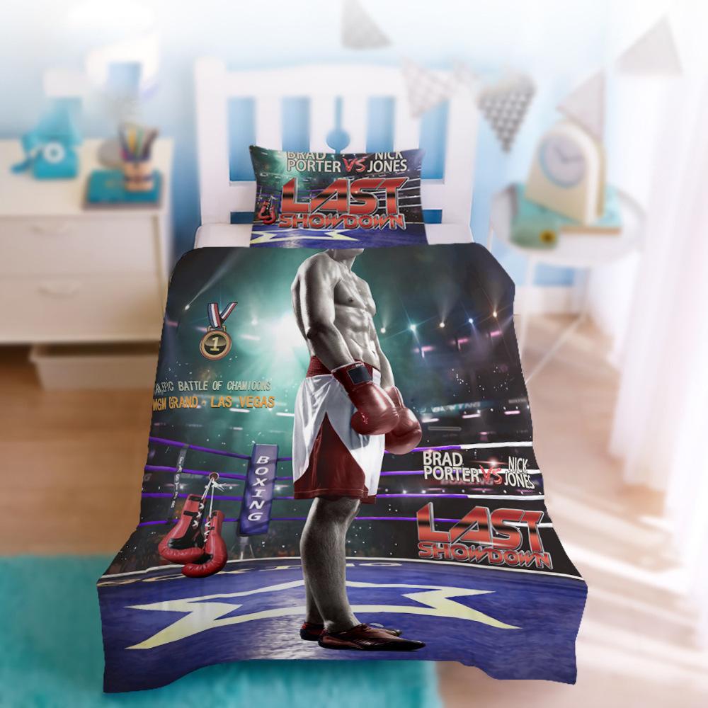 Quilt Cover Three-Piece Children'S Cartoon Bear Astronaut Digital Printing Kit Bedding