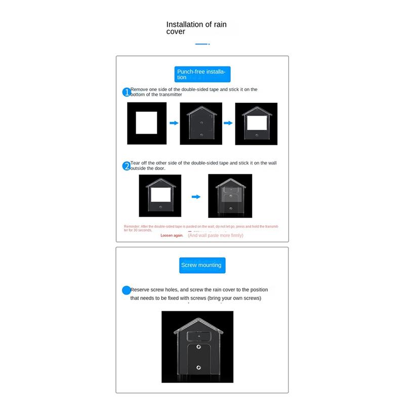CYCLI-Wireless Doorbell Waterproof Cover Transparent Plastic Rain Protection Cover Doorbell Protective Cover