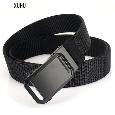 2023 Men's Nylon Casual Automatic Buckle Leather Belt - Durable, Glossy Inner Waistband