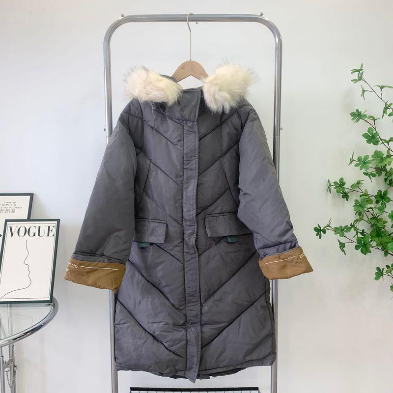 

2025 Fashion Hooded Cotton Jacket Winter Thicken Thermal Outwear Mid Length Long Length Brand Label Cutting Winter Coat Outwear Dark gray 160/84A(Bust size 105, Length 90)