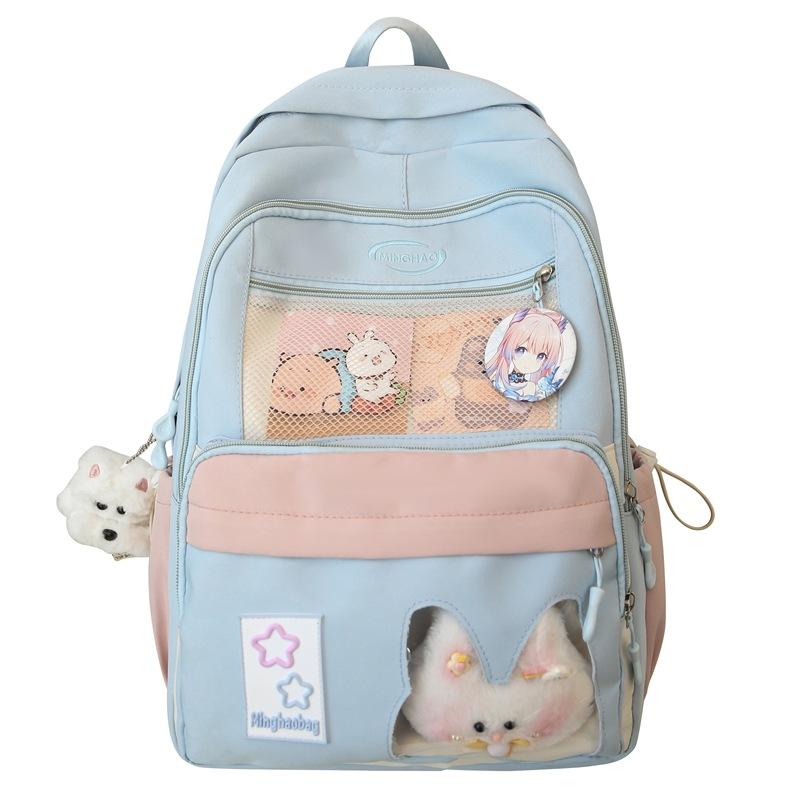 High School Students, Japanese Cute Transparent Pain Bag, Large-capacity Student School Bag, Simple and Versatile Girl Backpack.