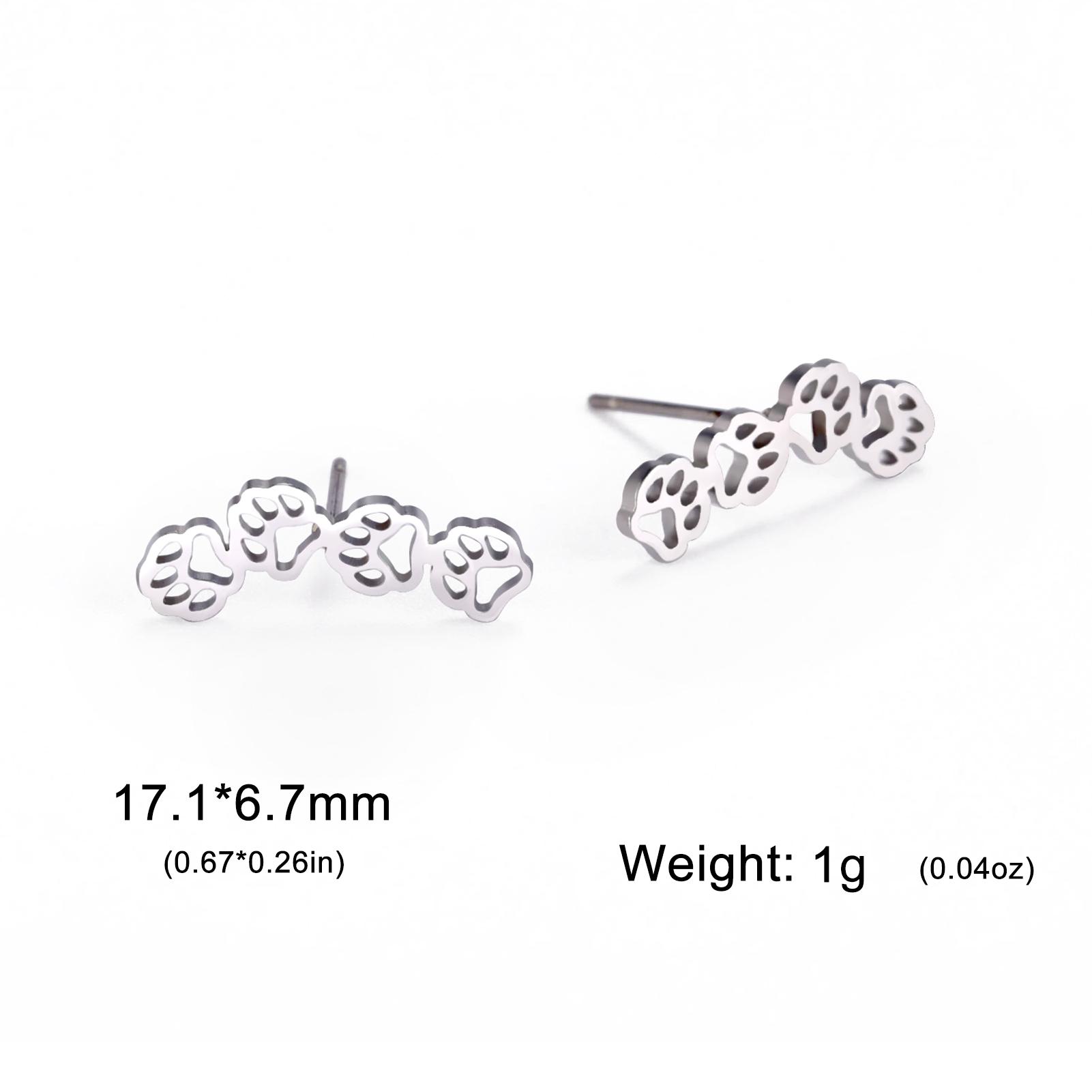 

Teamer Dog Cat Bear Animal Paw Print Stud Earring for Women Girls Gold Color Stainless Steel Small Ear Studs Cute Trend Jewelry