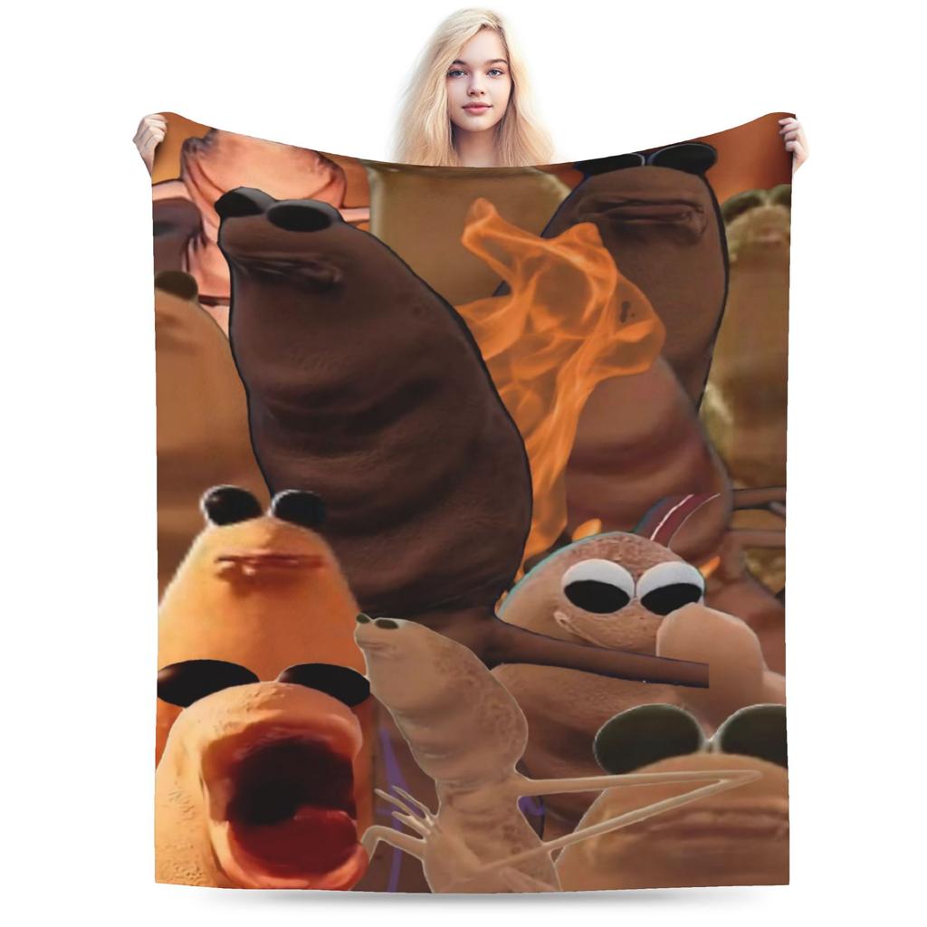 Marcus The Worm Meme Blanket Fleece Decoration Robert Help Me Breathable Lightweight Thin Throw Blankets for Sofa Bedspread