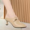 Scarpe da Donna in Pelle Morbida Comode Tacco Basso Bocca Bassa alla Moda Stiletto Bocca Profonda Autunno Primavera
