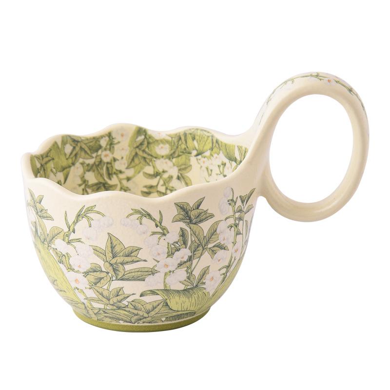 Cupa Ceramică Chord cu Linguriță, Cupă pentru Mic Dejun, Bol pentru Ovăz, Lapte Încălzit, Înflorire Mărgăritar, Ceașcă de Cafea, Farfurie