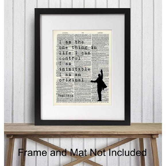 Hamilton Musical Motivational Merchandise - Hamilton Gifts - 8x10 Lyrics Wall Decor Poster Set - Lin Manuel Miranda pirational Quotes Wall Art -
