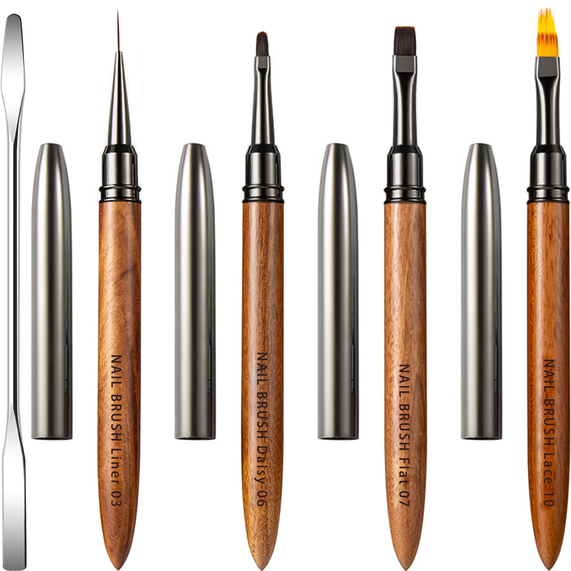 

Набор кистей Justit для гелевого маникюра с колпачками, деревянный, для гелевого нейл-арта, набор кистей для профессионального салона (Высококачественная ручка) Гвозди, (Набор из 5 предметов для начинающих, коричневый