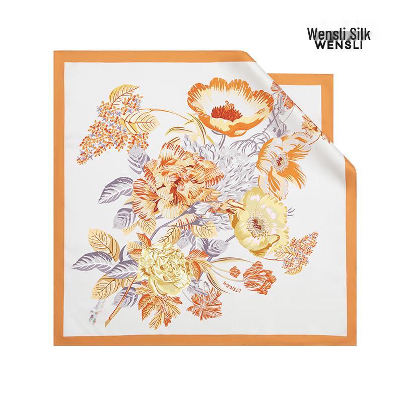 WENSLI Hibiscus Bloom 100% Mulberry Silk Scarf