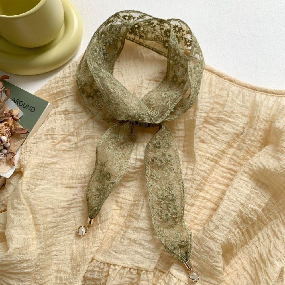 Flower Lace Ribbon Hair Scarf Dressing Decoration Long Neck Scarves Braids Headband  Head Scarf