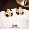 Elegant Gold-Plated Black Zircon Stud Earrings - Niche Design for a Luxurious Fashion Statement