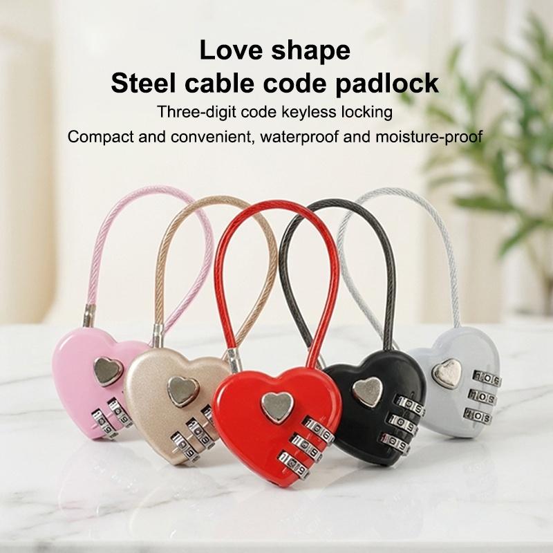 1Pcs Password Code Padlock Heart Style 3 Digit Password Combination Lock Love Password Lock Concentric Lock Padlock