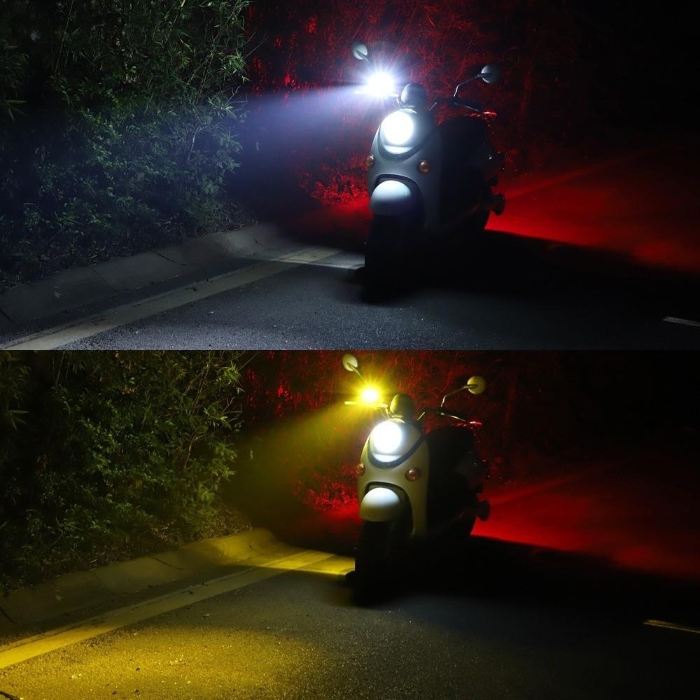Shock-proof Motorcycle LED Spotlights Dual Color Lights Fisheye Lights Three-eye Lens Trucks
