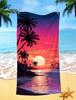Tropical Sunset Palm Tree Print Beach Towel Quick Dry Microfiber Towel Soft Absorbent Towel for Summer Beach Pool and Travel Use