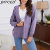 BITCED Spring/Autumn Casual Trench Coat for Women Loose-Fit Windproof Jacket with Hood Long-Sleeved Windbreaker