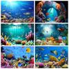 Underwater World Fish Coral Aquarium Theme Photography Backdrop, Children's Birthday Party, Home Decoration Photography Backdrop