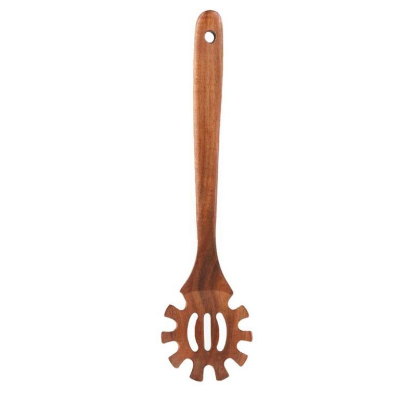 Ergonomic Handle Natural Wood Serving Spoon for Pastas Nonstick Surfaces Spaghetti Tongs Easy to Clean Kitchen Tool