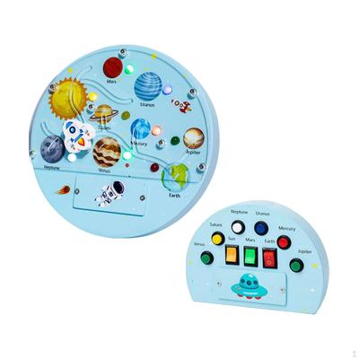 Montessori Busy Board with LED, Space Planet LED Board, Switch Sensory Toy, Light Toys