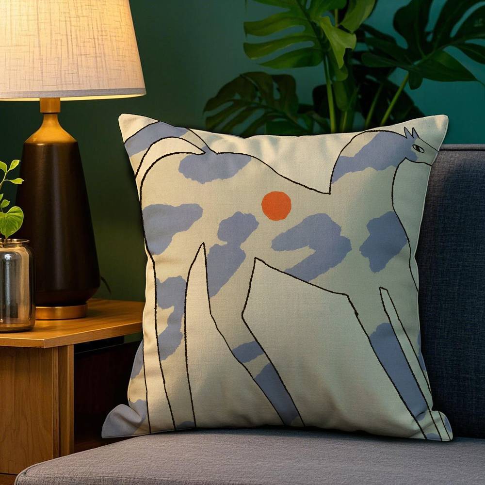 Vantage Abstract Anime Cute Cat Dog Pillow Case Anti-dustmite Pillowcase Invisible Zipper Silky Short Plush Sofa Cushion Cover
