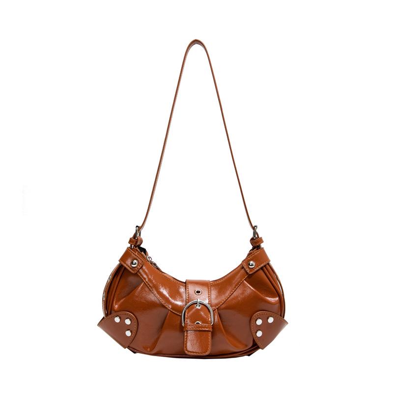 2026 Koreanischer Stil Damen Umhängetasche aus weichem Leder Motorradtasche