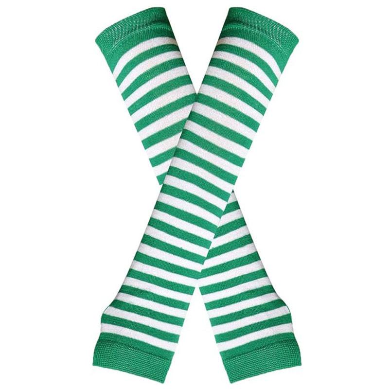 

Панк-готик-рок теплі рукавички без пальців на довгі руки білий/зелений