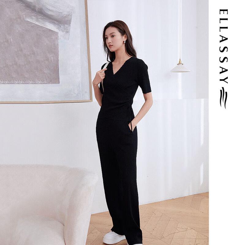 ELLASSAY Women's V-Neck Knit Short Sleeve Top