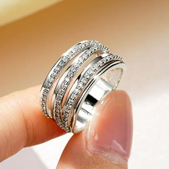 Women's Wide Band Micro-Paved Zircon Ring - Fashionable, Luxurious, Trending Statement Jewelry