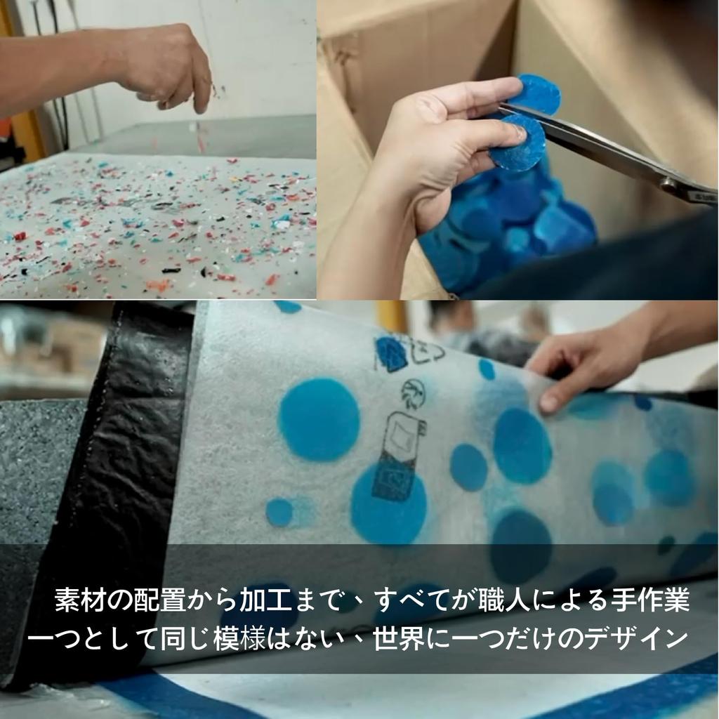 [M.Craftsman] M.bungkus Recycled Plastic Bag, Strap with Charging Cable Function, Type-C Compatible, Sustainable (Blue Polka Dots)