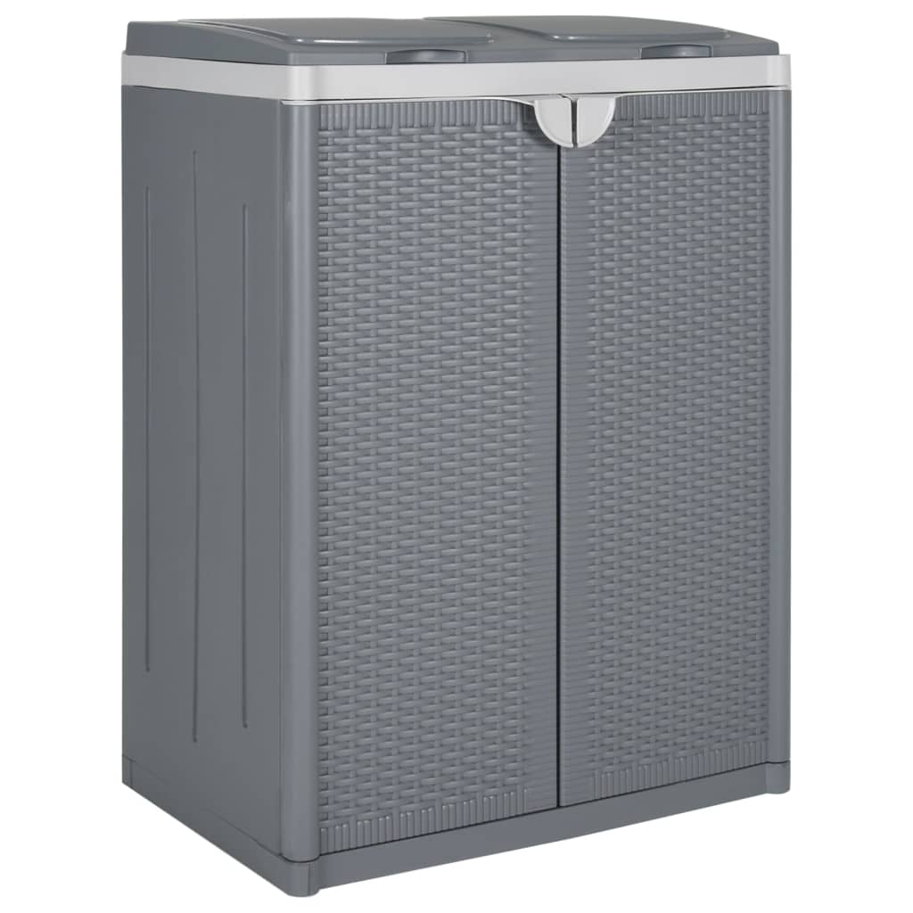 Trash Can with 2 Flaps Gray 65x45x88 cm PP