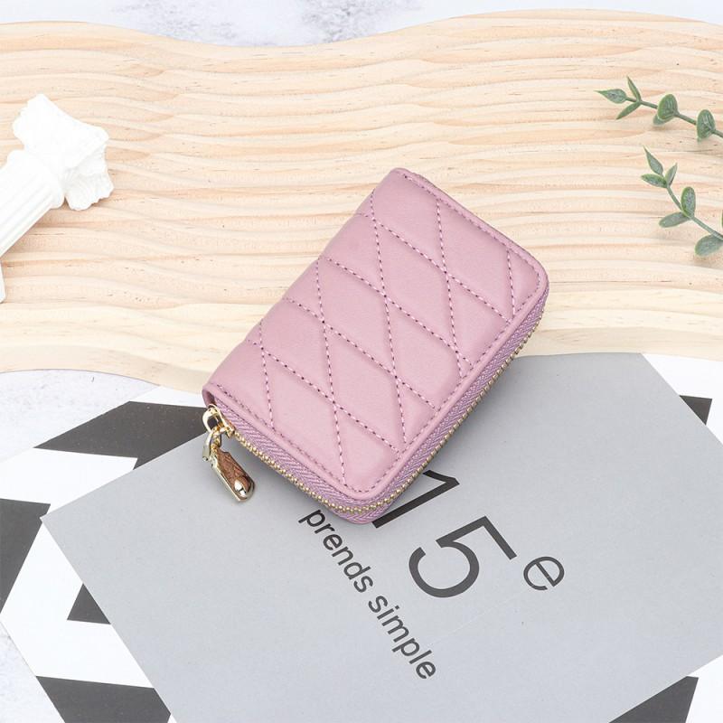 High-end Exquisite Sheepskin Small Card Bag Women's Fashionable Embroidered Zipper Organ ID Multi-card Change Purse