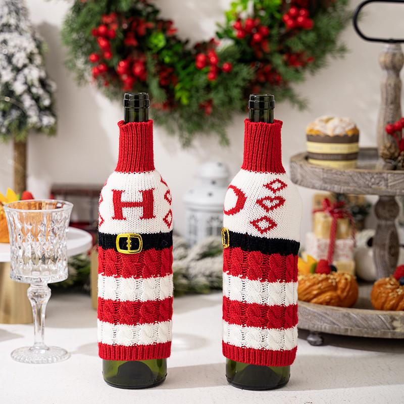Vibrant And Decorative Knitted Letter Wine Bottle Holder For Christmas Parties And Gifts