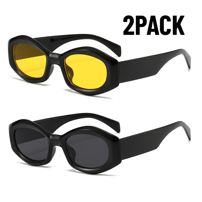 2PACK New Year Gift Sunglasses Woman Vintage Cat Eye Design Sun Glasses Female Spotrs Personality Cool Retro Pink Black UV400