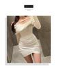 Korean Dongdaemun Elegant High-waisted Pleated Irregular Skirt for Women
