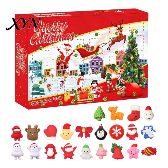 24 Days Countdown Box Merry Christmas Advent Calendar, with Stress Relief Squeeze Toys, Sensory Fidget Toys Xmas Calendar Box, Holiday Party
