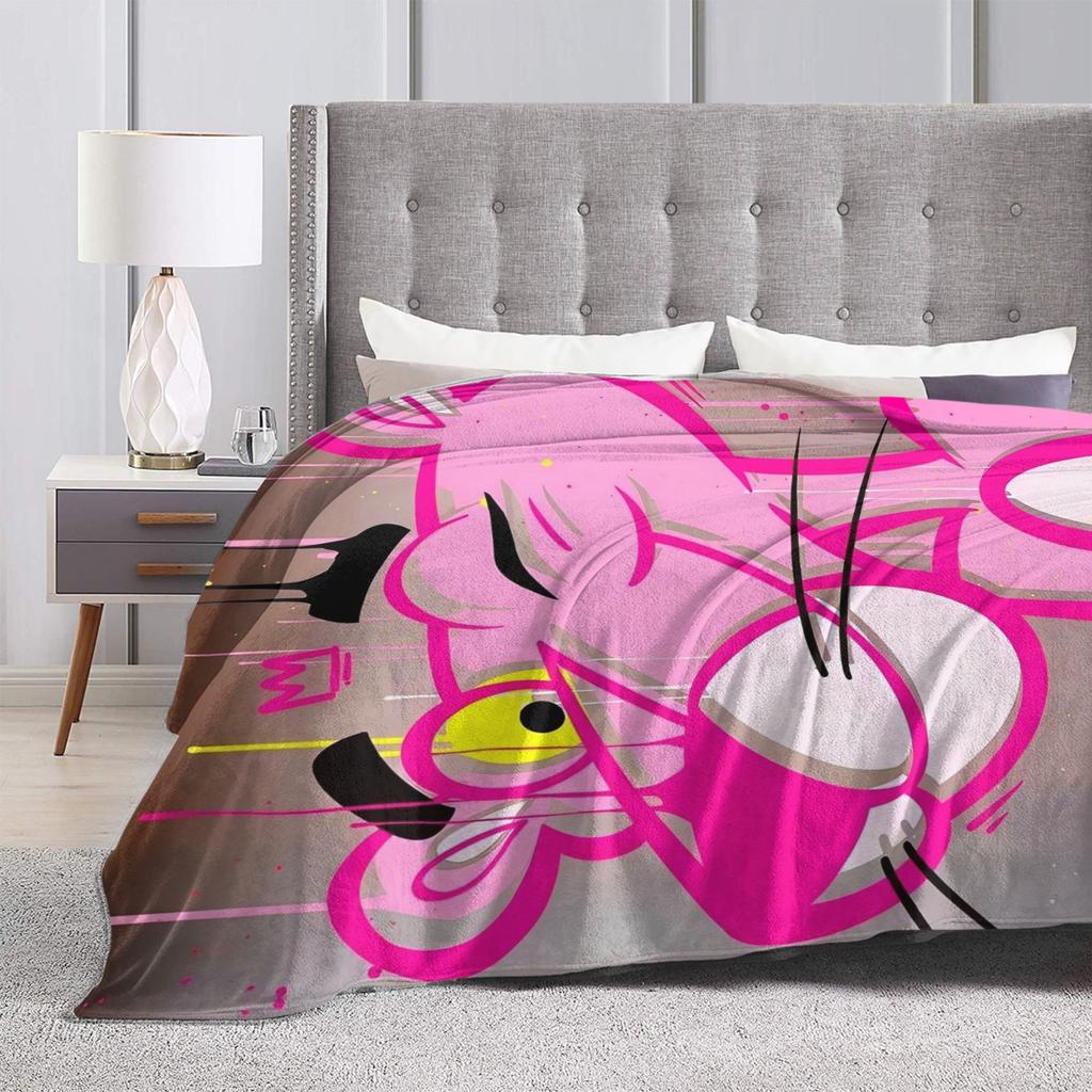 Pinks Panthers Graffiti Blanket Flannel All Season Multifunction Lightweight Throw Blankets for Home Couch Rug Piece